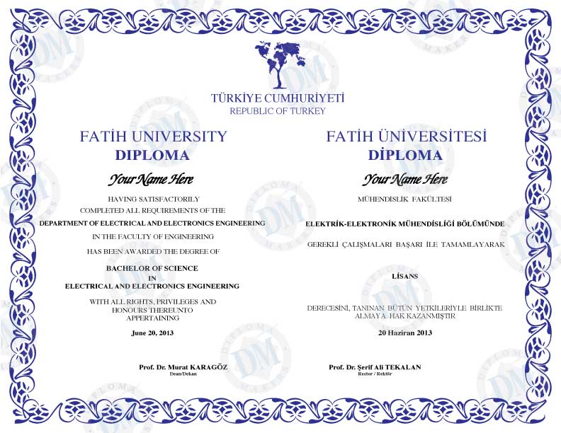 Fake Diploma Samples From Turkey - Replica Degrees & Certificates