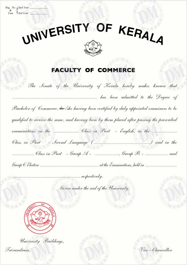 India fake diploma sample University of Kerala
