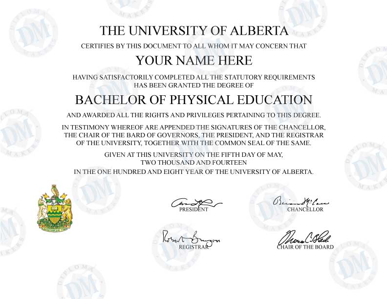 Alberta fake diploma sample University of Alberta
