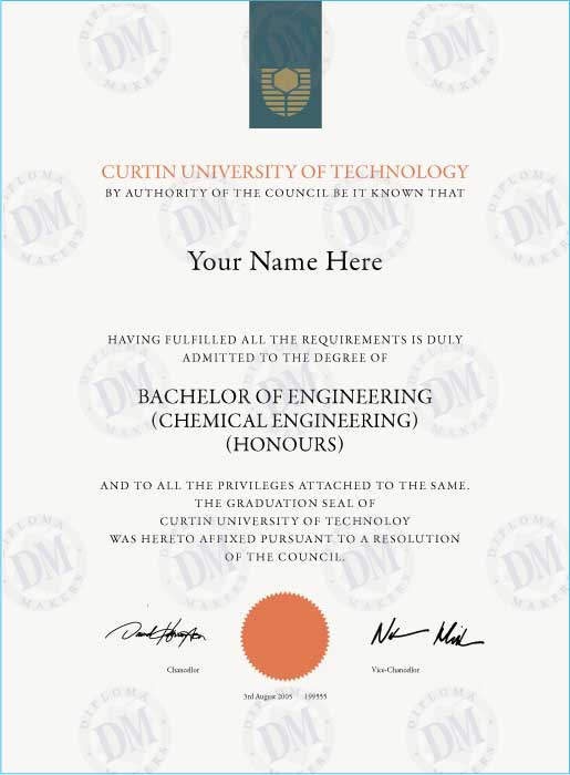 Australia Curtin University of Technology Fake Diploma Sample