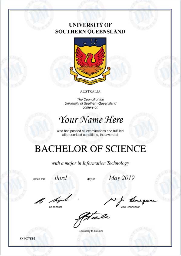 Australia fake diploma sample Univ of Southern Queensland