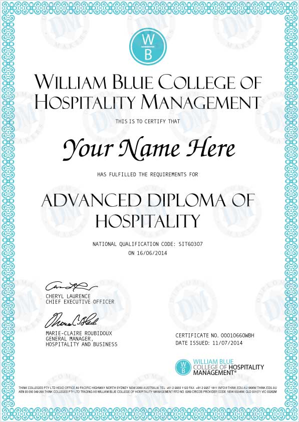 Australia fake diploma sample William Blue College