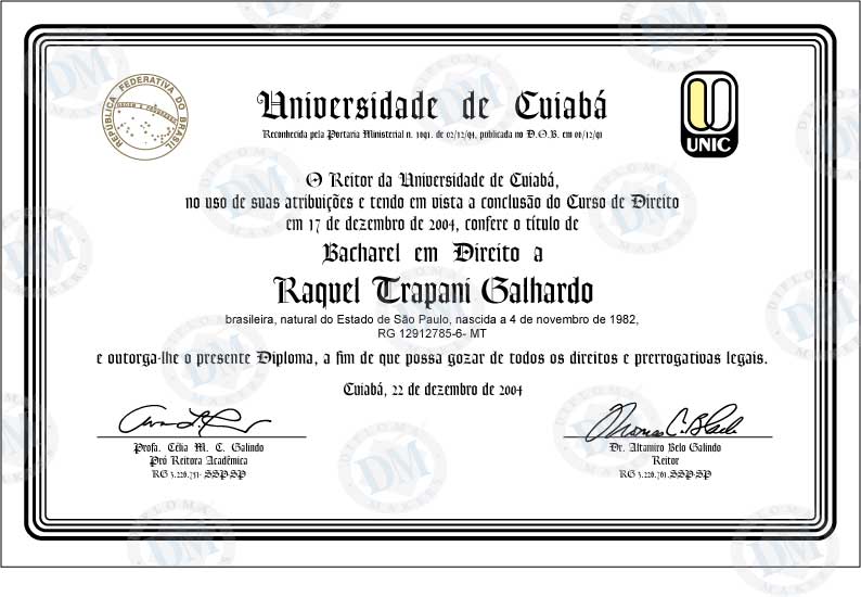 Brazil fake diploma sample Universidade de Cuiabá