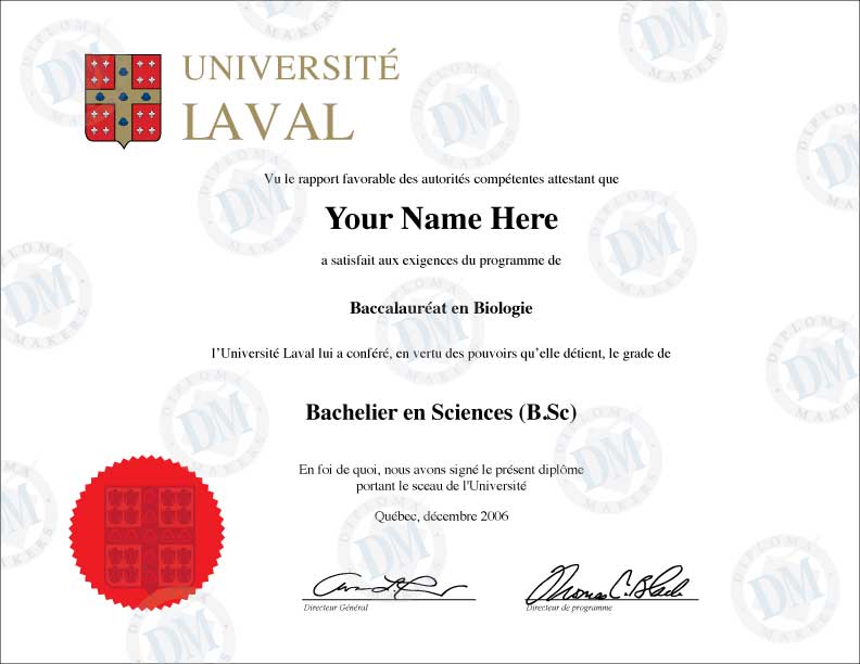 Canada fake diploma sample Université Laval