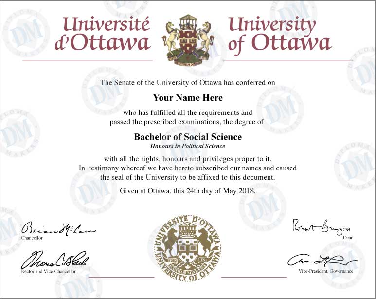 Canada fake diploma sample University of Ottawa