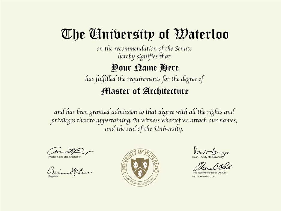 Canada fake diploma sample University of Waterloo