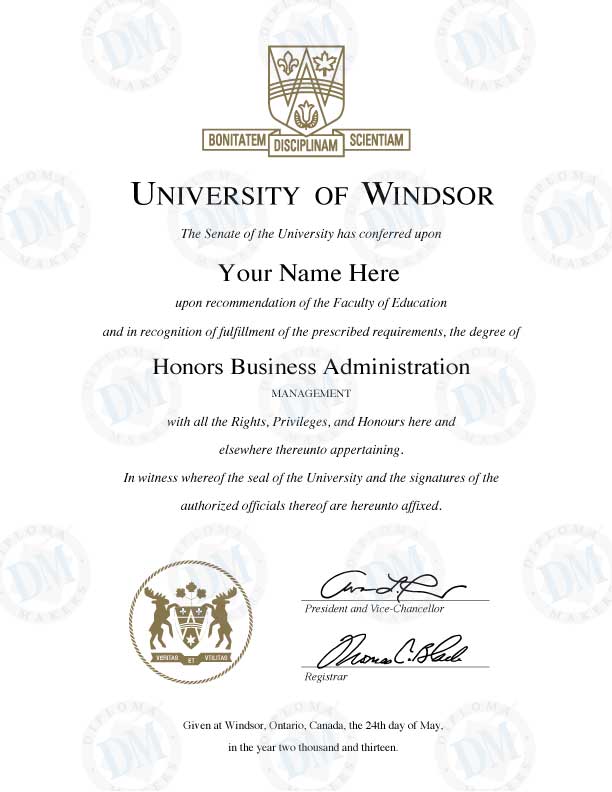 Canada fake diploma sample University of Windsor