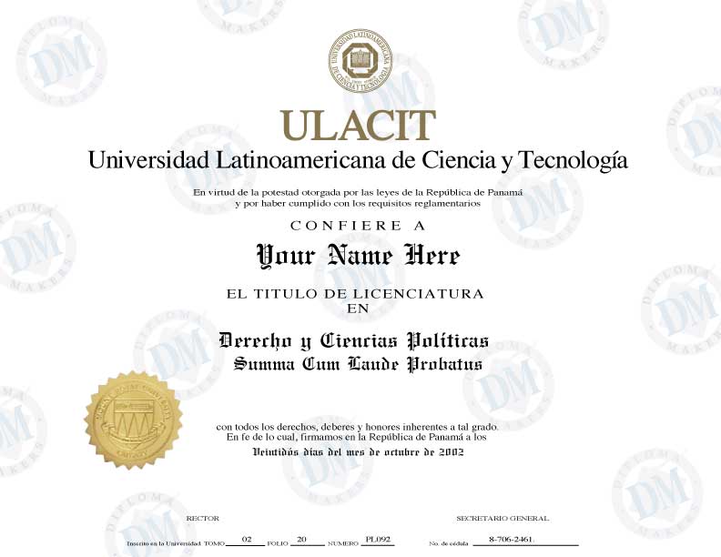 Costa Rica fake diploma sample Universidad Latino de Ciencia Tecnologia