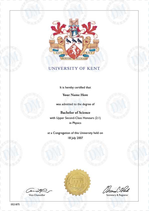 Engalnd fake diploma sample University of Kent