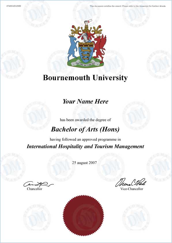 England Fake Diploma from Bournemouth University