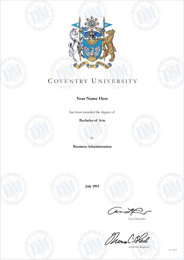 England fake diploma sample Coventry University
