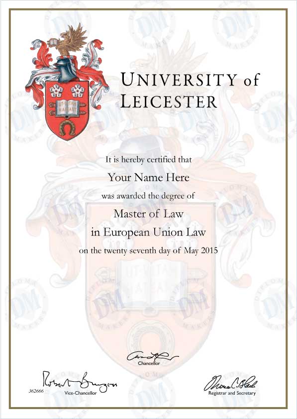 England fake diploma sample University of Leicester