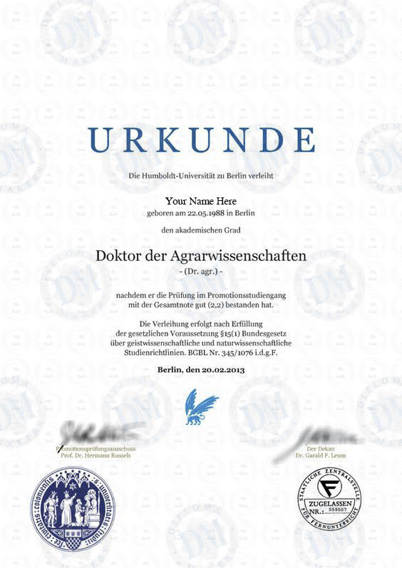 fake diploma die humboldt universitat zu berlin verleiht Germany