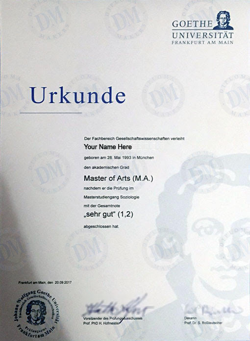 fake diploma goethe universitat frankfurt am main germany