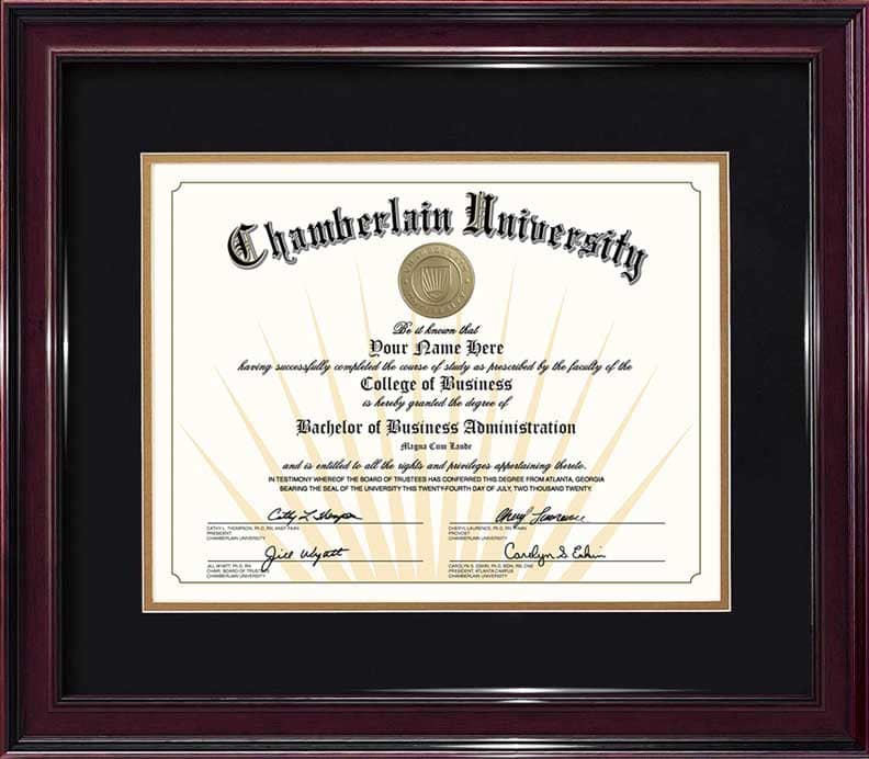 USA fake diploma sample Chamberlain University