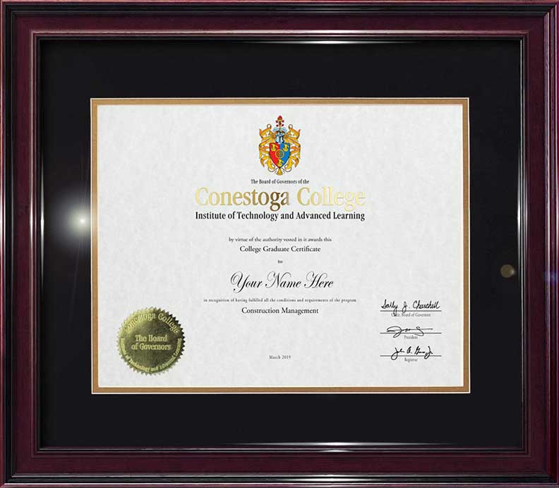 USA fake diploma sample Conestoga College